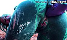 teasin my shaved ass an pussy with anal dildo... masturbatin til i gotta piss so bad!!