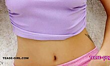 teen college student teases daddy with perfect body on sofa