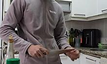 cooking tortilla naked jerking off cumming on food feels so good