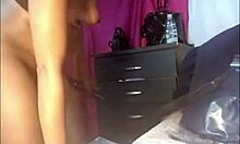 Slim ebony housewife dances spits plays fat pussy solo