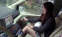 Petite Japanese hitchhiker squirts hard then deepthroats in car POV