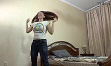 ripping off my jeans to finger my wet pussy after sweaty walk?