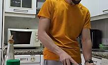 cooking tortilla naked jerking off cumming on food feels so good