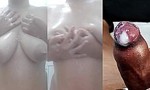 watch my small foreskin dick compilation jerking while girlfriend squirts on tits part 12