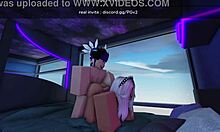 Blonde roblox teen fucks fit college guy hard in game