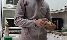 cooking tortilla naked jerking off cumming on food feels so good