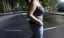 in the parking lot she sucked bbc deep then quick outdoor fuck pov