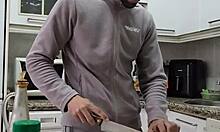 cooking tortilla naked jerking off cumming on food feels so good