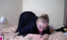 crossdressing teen sucks see through cock while wearing red lipstick