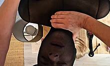 aqua pola teases pierced nipples big clit in nylon