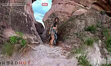 Ela flashes her wet pussy then takes dread hot creampie in public forest!