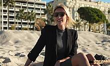 Anouk Blonde Sucks Cock with Sultry French Passion