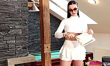 Lady gang busty slut deepthroats monster cock bent over doggystyle titty fuck riding