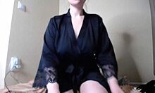 crossdressing teen sucks see through cock while wearing red lipstick