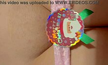 Unwrap virgin shaved pussy as first-time Christmas gift reveal