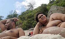 at abrico beach i flash my huge pussy for nudist crowd