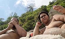 at abrico beach i flash my huge pussy for nudist crowd