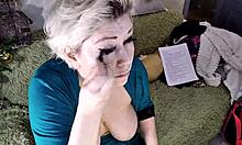 Married Russian pornstar Aimee's hot milf makeup tutorial turns steamy