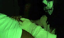 masked bbw wife slurps sloppy wet deepthroat on monster black cock nasty oral