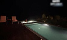next door latina neighbor sneaks out for wild nighttime pool pounding