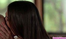 brunette babe grinds her wet pussy on redhead girlfriend's face while kissing passionately