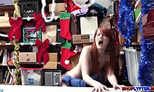 krystal orchid spreads her beautiful petite redhead pussy in shop hardcore