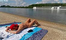 Ariela Rider Flashes Shaved Pussy Tits on Danube Bank Publicly