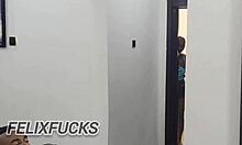 caught stepbro jerking big cock so i ride him hard til i squirt all over his face