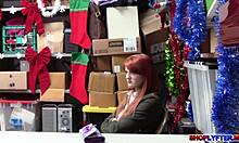 krystal orchid spreads her beautiful petite redhead pussy in shop hardcore