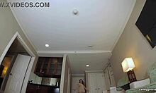 misty lovelace teases hairy pussy through see-through thong in hd fashion show