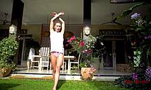 mia bandini sucks fucks sunbed chair bent over doggystyle facial finish