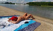 Ariela Rider Flashes Shaved Pussy Tits on Danube Bank Publicly