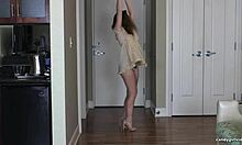 misty lovelace teases hairy pussy through see-through thong in hd fashion show