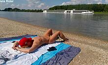 Ariela Rider Flashes Shaved Pussy Tits on Danube Bank Publicly
