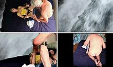 Suck and fuck her mature pussy right by the roaring waterfall