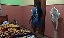 hubby massages ebony wife big ass then fucks her hard in kitchen after swim