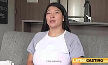 at casting, latina's massive natural tits get tittyfucked rough before deepthroat domination and facial