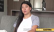 at casting, latina's massive natural tits get tittyfucked rough before deepthroat domination and facial