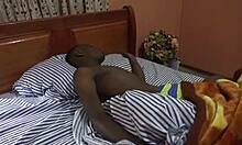 hubby massages ebony wife big ass then fucks her hard in kitchen after swim