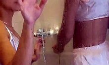 Real Backstage Threesome: Lesbians Shower Then Swap Cum in Wild POV Fuck
