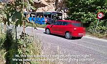 Stranded Lesbians Share COCK! DOUBLE BJ Leads to Outdoor FUCK!