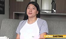 at casting, latina's massive natural tits get tittyfucked rough before deepthroat domination and facial