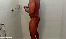 sniffing her used panties in bath gets my cock rock hard