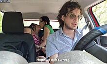 Stranded Lesbians Share COCK! DOUBLE BJ Leads to Outdoor FUCK!