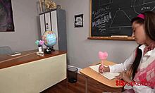 Detention desk hides steamy teacher step-sis breeding frenzy