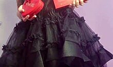 gf thanks for chocolates then rides huge dildo in bath buttplug lingerie brazilian pov