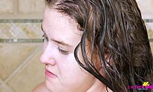 Skinny 18+ Brunette Teen Mommy Showers Before Daddy Casting Interview