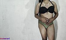 indian shemale crossdresses in olive bikini for hot solo tease 🔥🍑