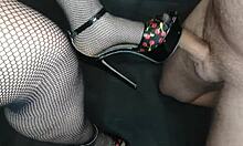 footjob handjob combo in high heels ends with cum on feet