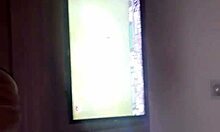 hot blonde rides my cock while i watch corinthians game?